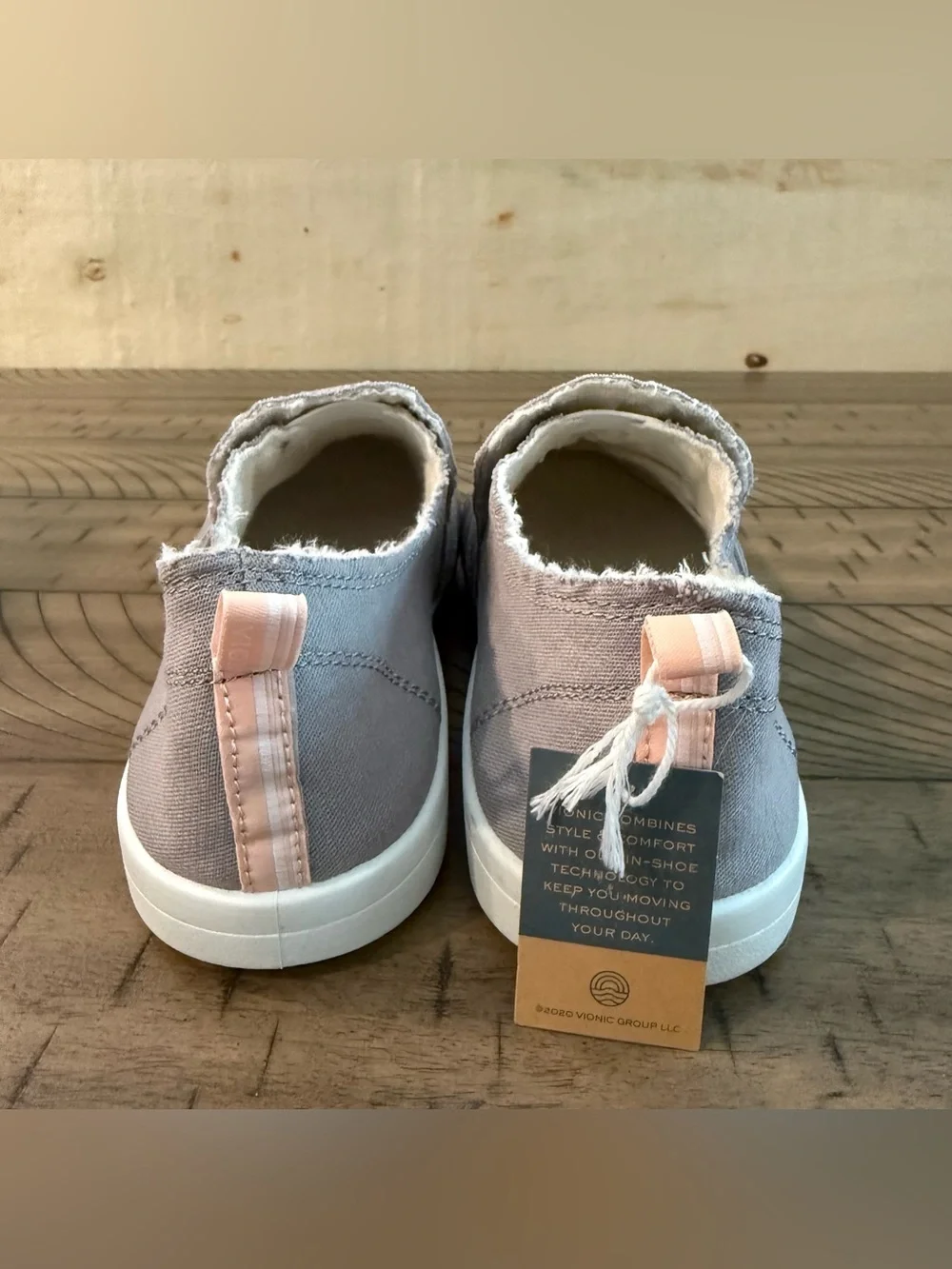 New Vionic Malibu Grey Canvas Slip-On Comfort Sneakers